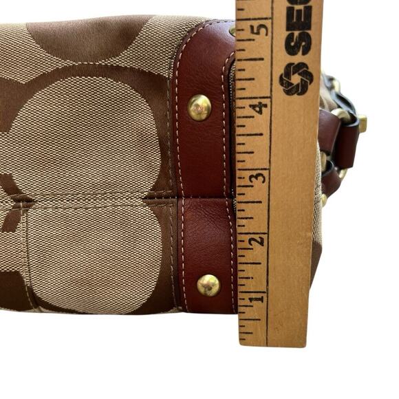 COACH SIGNATURE MEDIUM CARLY 10619 SHOULDER BAG PURSE HANDBAG SATCHEL KHAKI - Picture 9 of 12